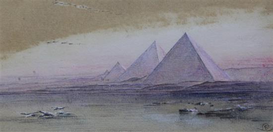 Attributed to Edward Lear (1812-1888) Pyramids of Giza 4 x 8in.